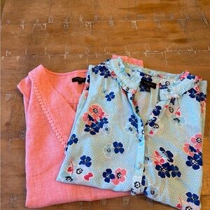 Talbots Floral Blue and 100% Linen Pink Tank Set